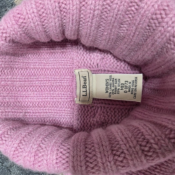 L.L. Bean Women’s Pink Cable Knit Turtleneck Sweater Size Medium Wool Blend - Picture 4 of 7